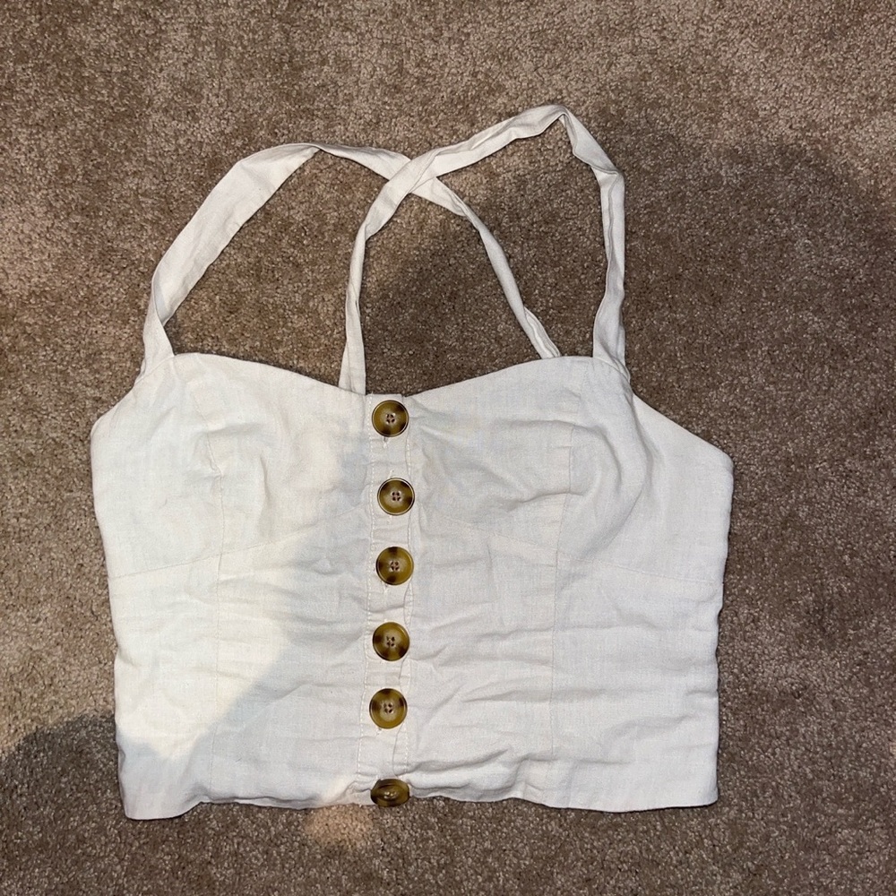 Button down tank top. Barely worn. Adjustable straps